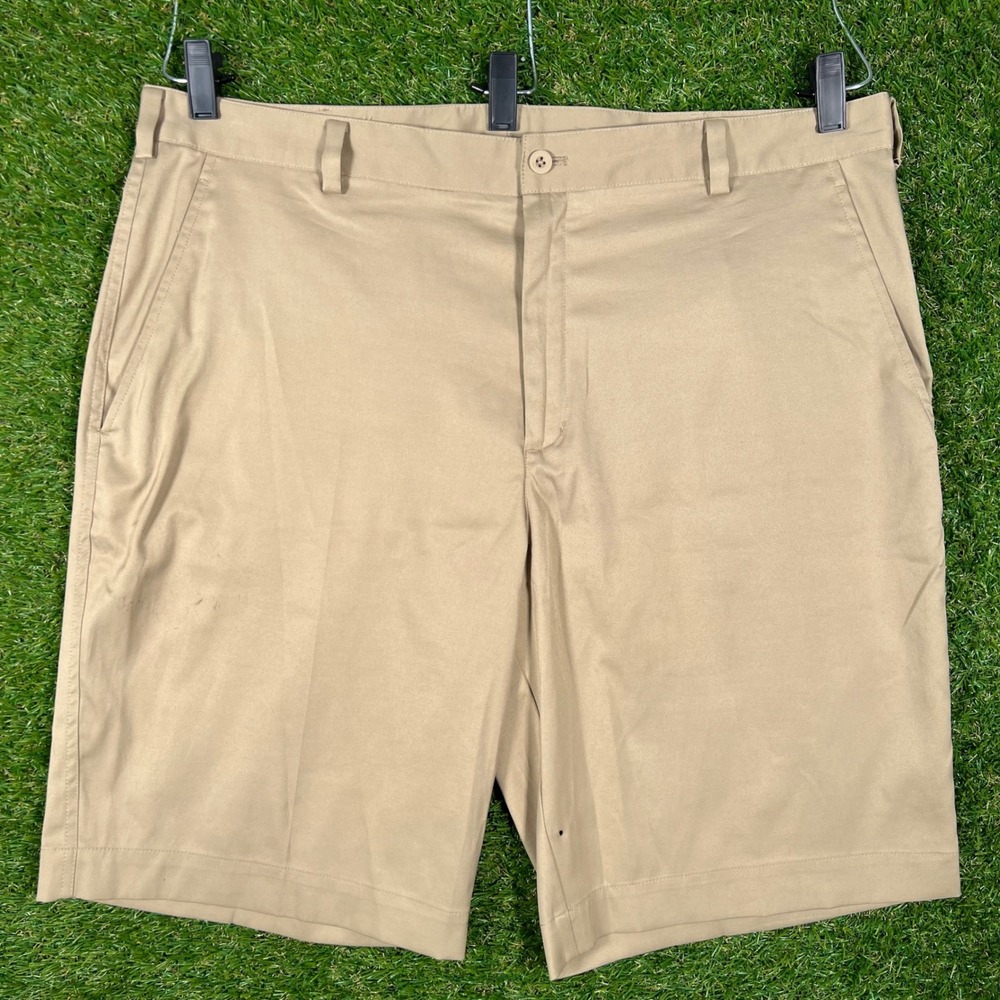 Nike Golf Dri-FIT Mens Tan Khaki Flat Front Performance Shorts Size 38